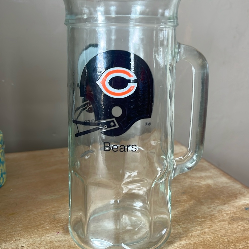 Vintage NFL 70s 80s Glass Bears Peanut Mug